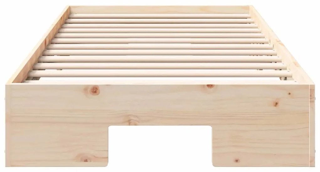 vidaXL Κρεβάτι δαπέδου Καφέ 90 x 200 cm Μασίφ ξύλο πεύκου