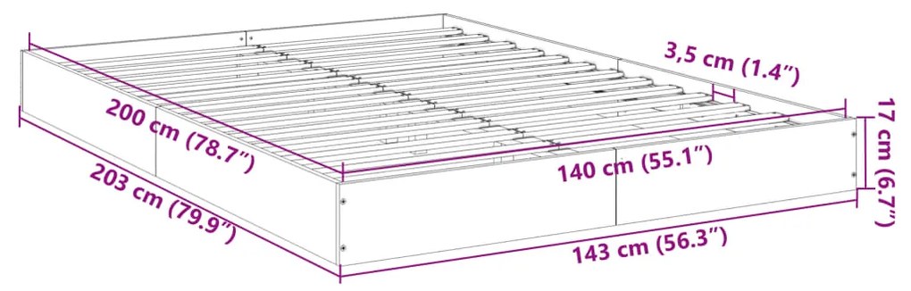 ΠΛΑΙΣΙΟ ΚΡΕΒΑΤΙΟΥ ΜΑΥΡΟ 140X200 ΕΚ. ΕΠΕΞΕΡΓ. ΞΥΛΟ 842022