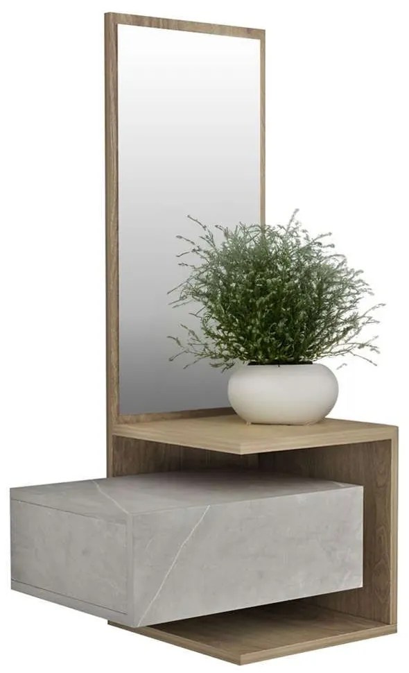 Έπιπλο Εισόδου Με Καθρέπτη Meara HM8984.12 49,1x31,3x90cm Natural-Grey Μελαμίνη