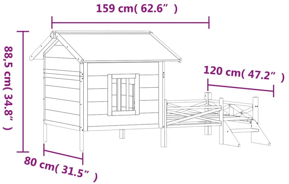 ΣΠΙΤΙ ΣΚΥΛΟΥ ΚΑΦΕ 159 X 120 X 88,5 ΕΚ. ΑΠΟ ΜΑΣΙΦ ΞΥΛΟ ΠΕΥΚΟΥ 172270