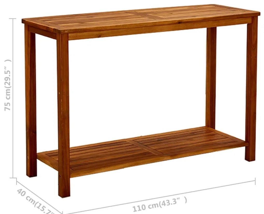 vidaXL Τραπέζι Κονσόλα Κήπου 110 x 40 x 75 εκ. από Μασίφ Ξύλο Ακακίας