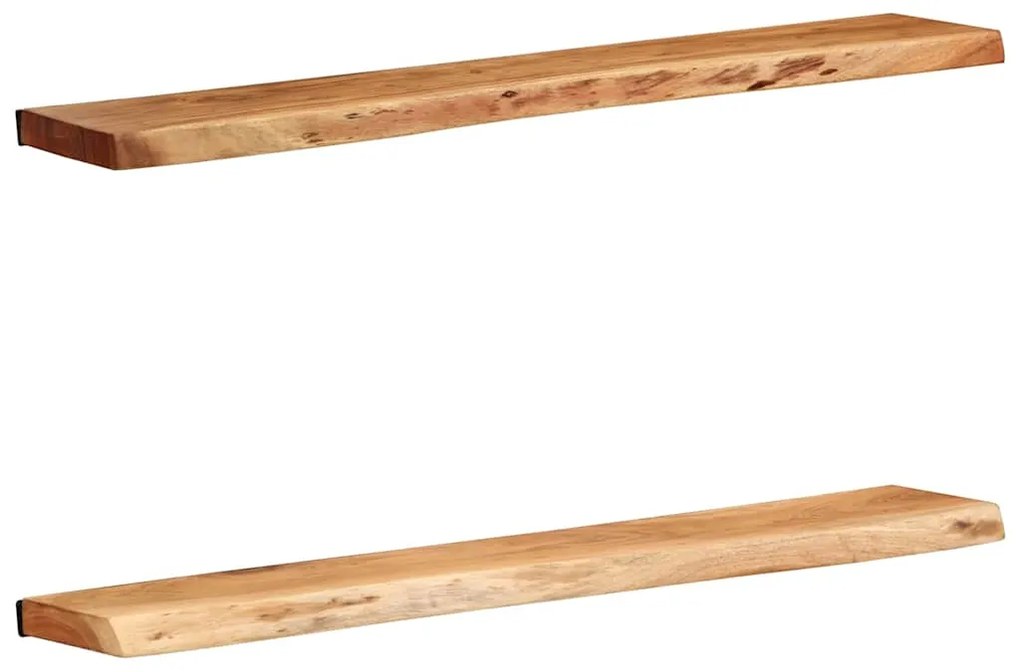 vidaXL Ράφια Τοίχου 2 τεμ. 100x20x3,5 εκ. από Μασίφ Ξύλο Ακακίας