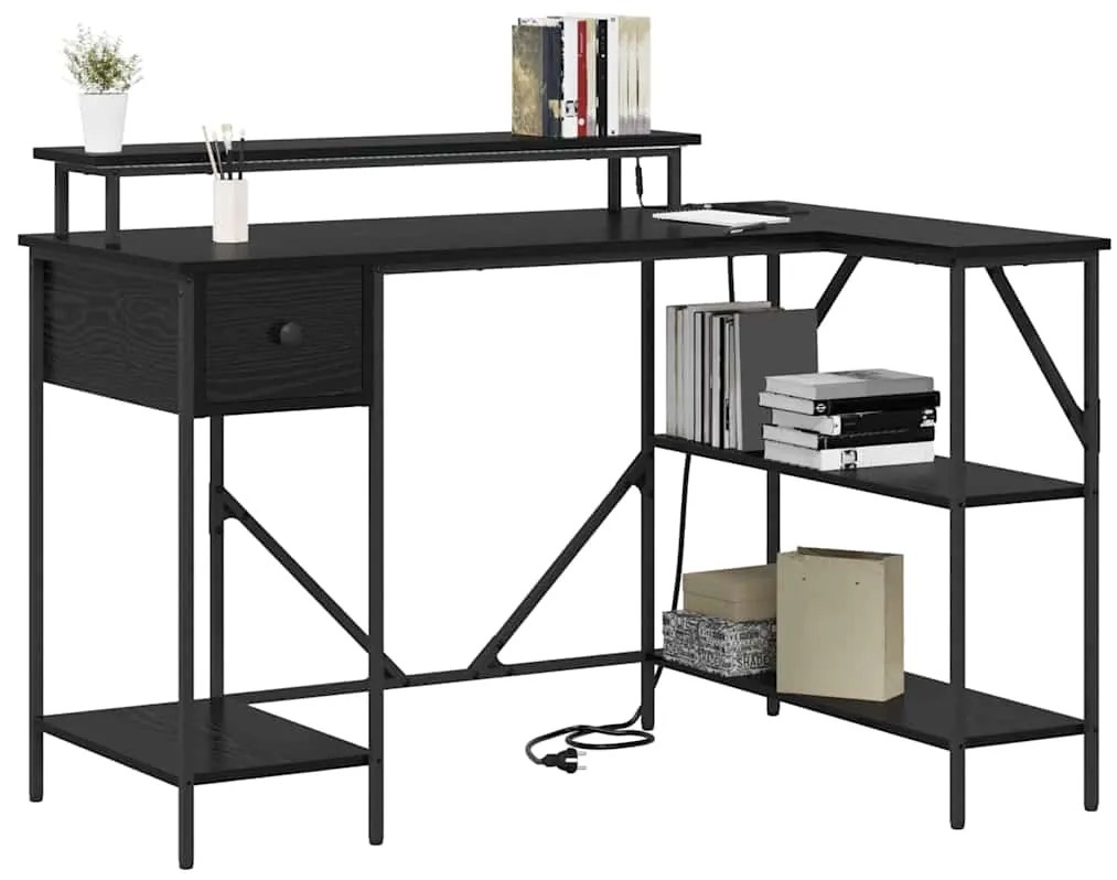 vidaXL Γραφείο Μαύρη Οξυά 120 x 79 x 86,5 εκ. Επεξεργασμένο ξύλο