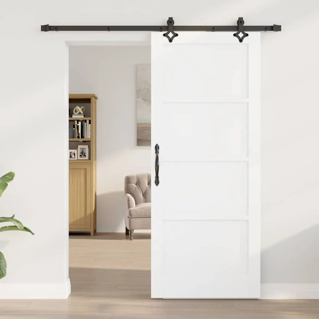 vidaXL Συρόμενη Πόρτα Λευκό και μαύρο 83 x 202 εκ.