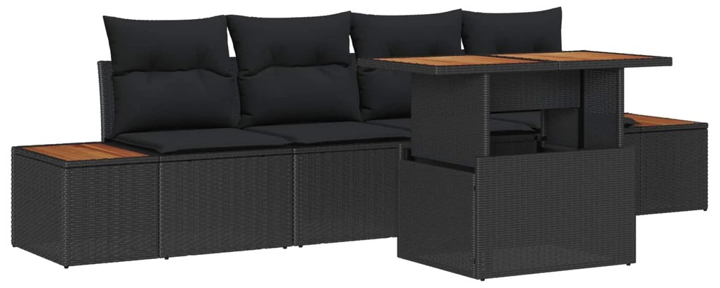 Σέτ φαγητού για κήπο με μαξιλάρι 5 pcs Μαύρο και Καφέ