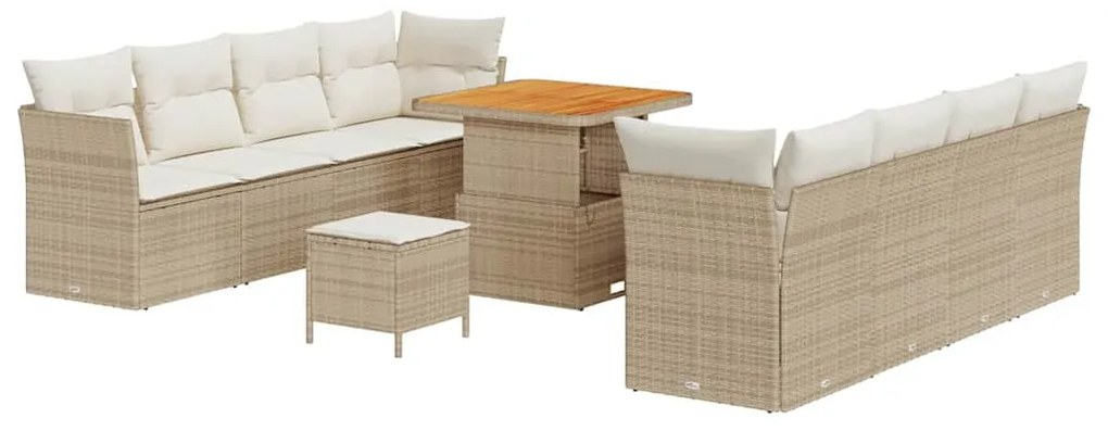 vidaXL Σετ Καναπέ Κήπου 11 pcs Μπεζ συνθετικό ρατάν