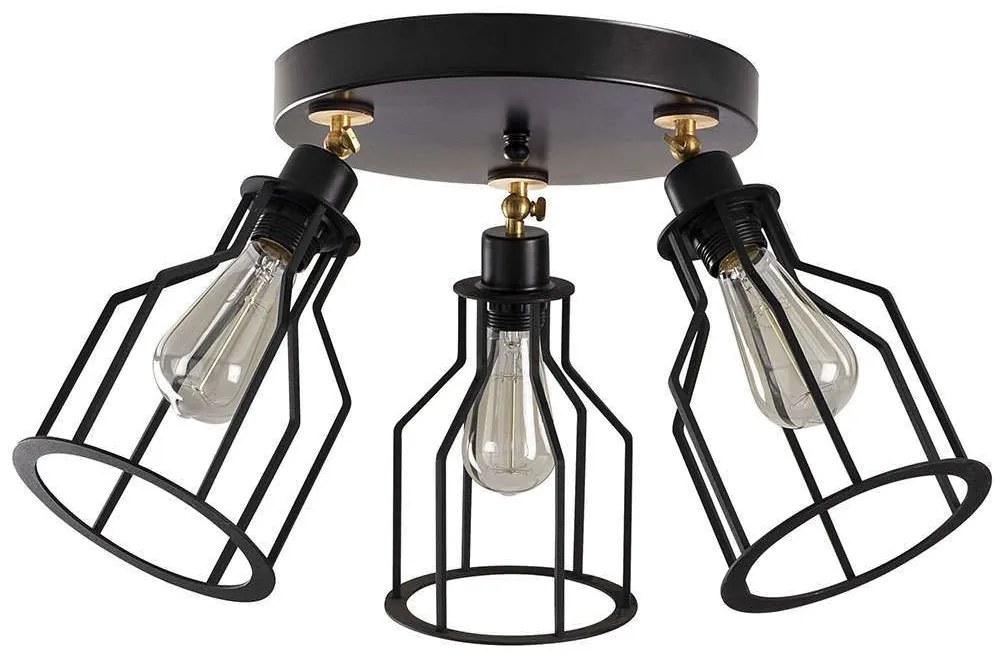 Φωτιστικό Οροφής - Πλαφονιέρα Alacati 525NOR1507 Φ55x32cm 3xE27 40W Black-Gold Opviq