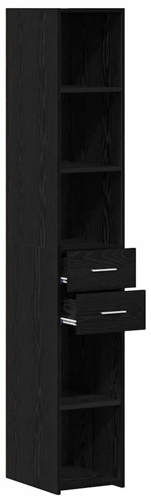 vidaXL Βιβλιοθήκη με συρτάρι Μαύρη Οξυά 30 x 42.4 x 185.2 εκ.