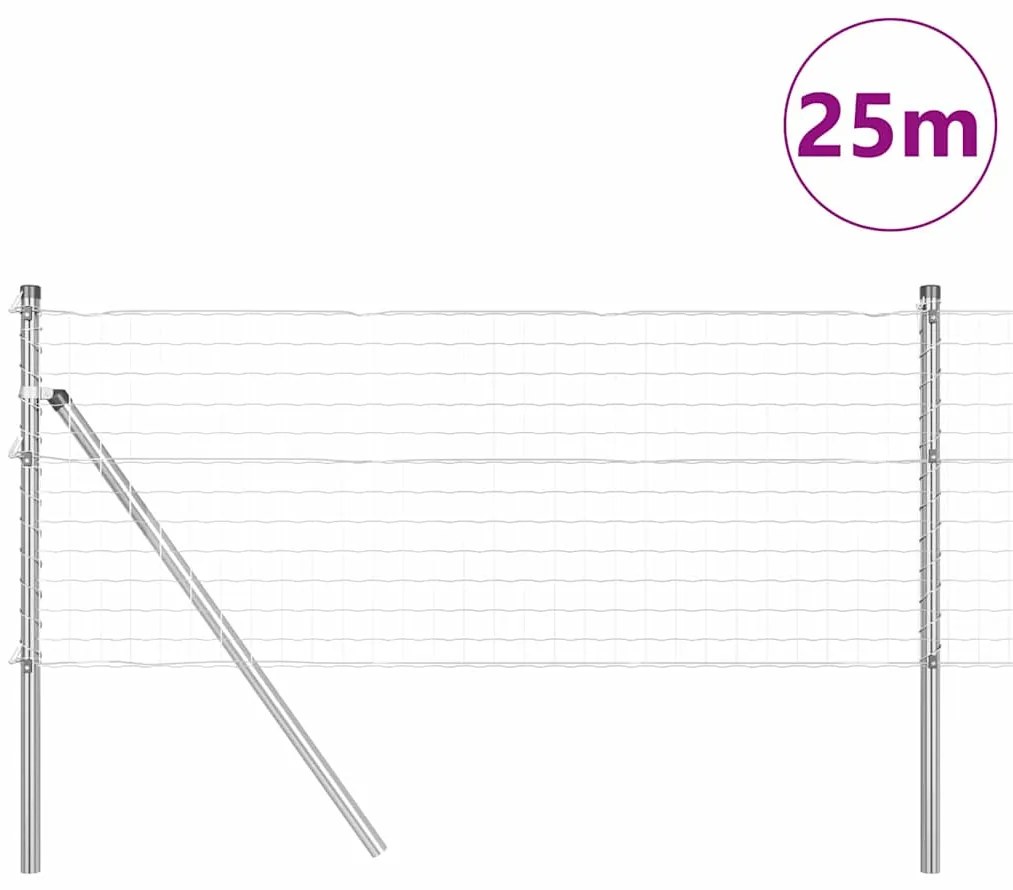 vidaXL Ευρωπαϊκός Φράχτης με 13 Στηρίγματα, 0.6 x 25μ, Γαλβανισμένος Χάλυβας
