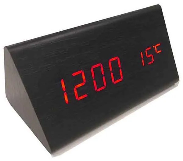 Ξύλινο Ψηφιακό Ρολόι LED με Θερμόμετρο VST-861 – LED Wooden Clock with Temperature Display