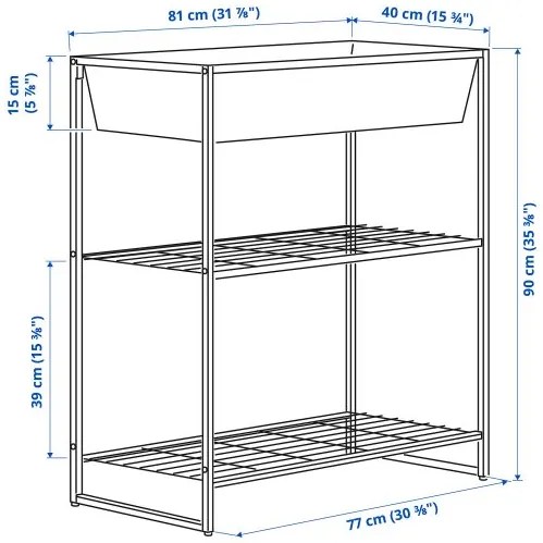 JOSTEIN ραφιέρα με δοχείο/εσωτερικού/εξωτερικού χώρου/σύρμα, 81x40x90 cm 194.371.91
