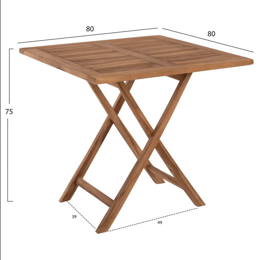 ΤΡΑΠΕΖΙ ΤΕΤΡΑΓΩΝΟ KENDALL ΠΤΥΣΣΟΜΕΝΟ HM9544 TEAK ΣΕ ΦΥΣΙΚΟ ΧΡΩΜΑ 80x80x75Yεκ. (1 Τεμμάχια)