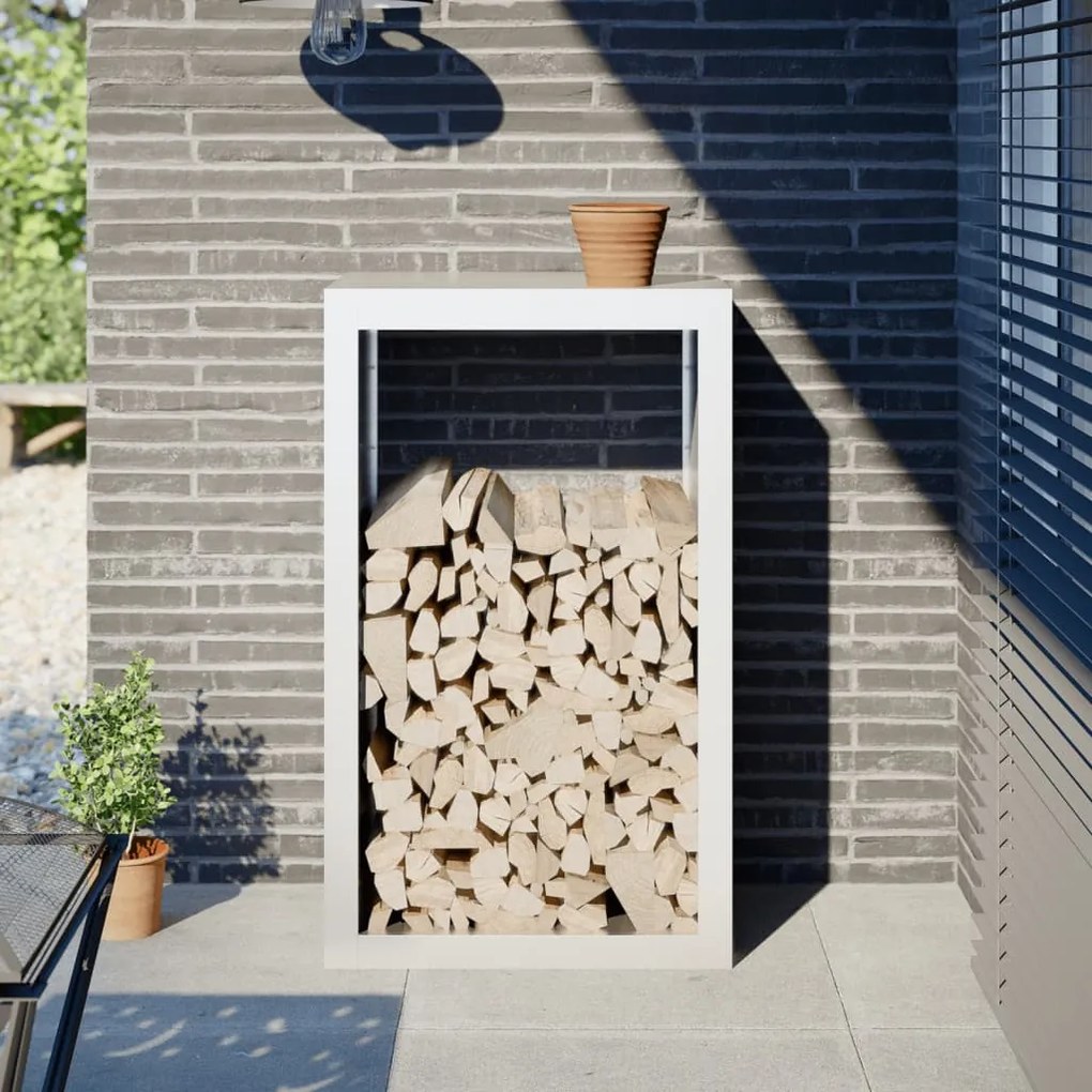 Ράφι Καυσόξυλων Λευκό 60x40x100 εκ. Ατσάλινο