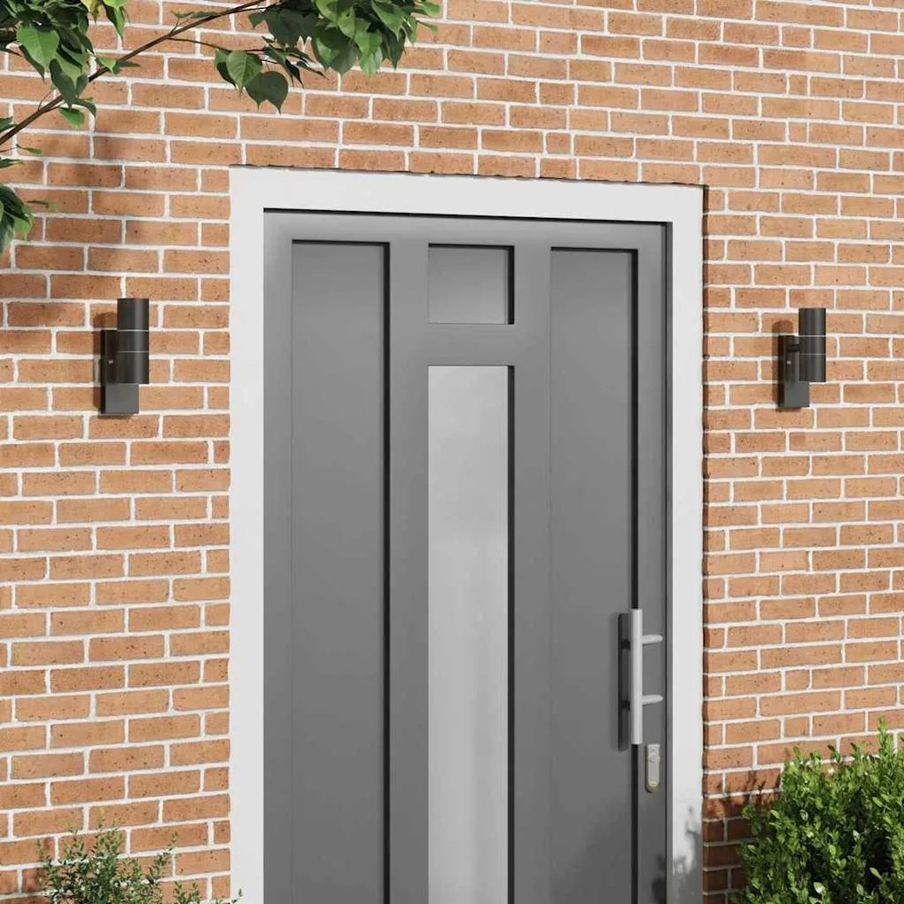 vidaXL Εξωτερικά Φωτιστικά Τοίχου 2 pcs Μαύρο 7 x 10 x 22 εκ