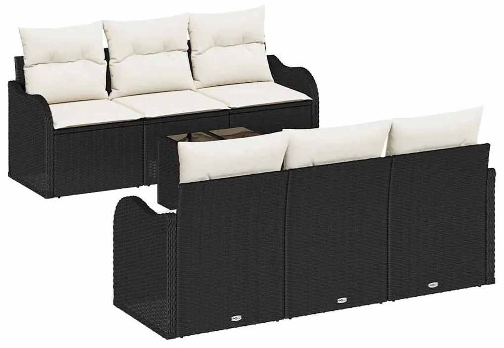 vidaXL Σετ Καναπέ Κήπου 7 pcs Μαύρο 55 x 55 x 37 εκ Πολυ ράταν