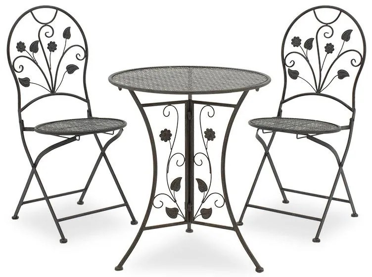 Τραπεζαρία Abriel σετ 3τεμ μέταλλο ανθρακί antique