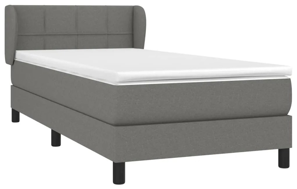 Κρεβάτι Boxspring με Στρώμα Σκούρο Γκρι 100x200 εκ. Υφασμάτινο - Γκρι