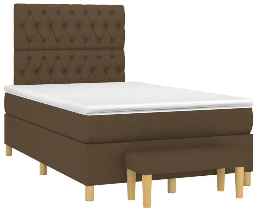 Κρεβάτι Boxspring με Στρώμα Σκούρο Καφέ 120x200 εκ. Υφασμάτινο - Καφέ