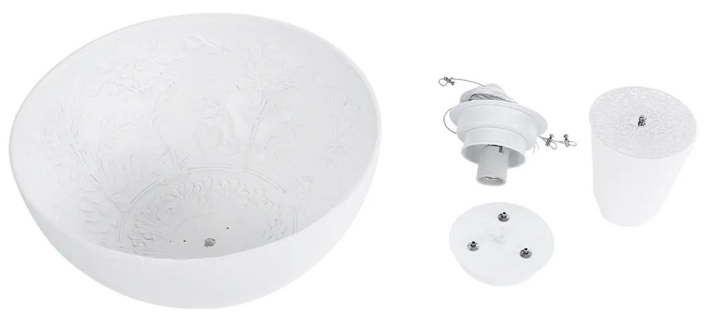 GloboStar® SERENIA WHITE 01152 Μοντέρνο Κρεμαστό Φωτιστικό Οροφής Μονόφωτο Λευκό Γύψινο Καμπάνα Φ40 x 19cm