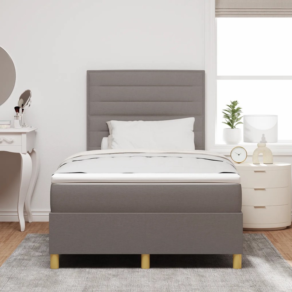 vidaXL Κρεβάτι Box Spring με Στρώμα & LED Ταούπ 120x200 εκ Υφασμάτινο