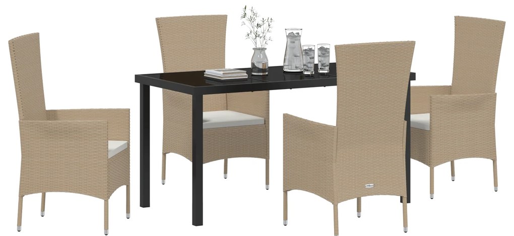vidaXL Σετ Τραπεζαρίας Κήπου 5 pcs Μπεζ Μαύρο 140 x 70 x 73 cm