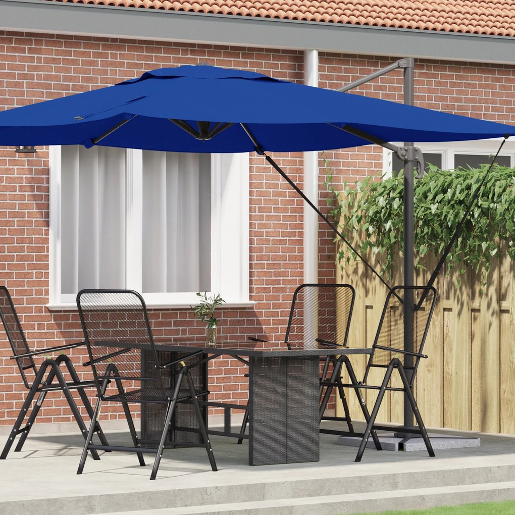 vidaXL Κινητός Ρομά Ομπρέλα Αζούρ Μπλε 286x285x265 εκ. Αλουμίνιο
