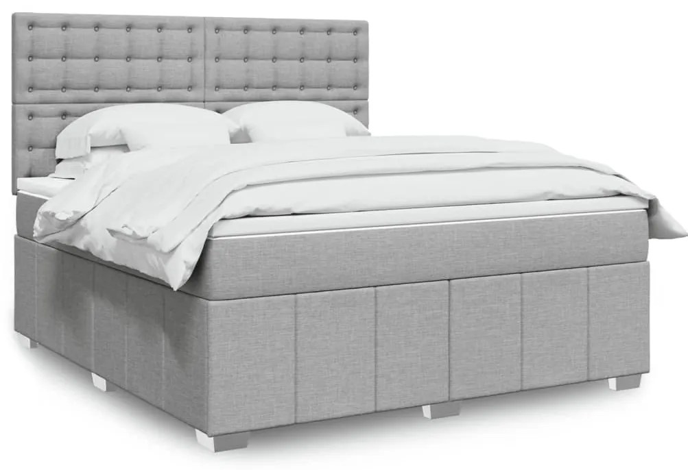 vidaXL Κρεβάτι Boxspring με Στρώμα Ανοιχτό Γκρι 180x200 εκ. Υφασμάτινο
