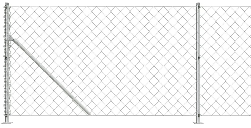 vidaXL Συρματόπλεγμα Περίφραξης Ασημί 1,1 x 25 μ. με Βάσεις Φλάντζα