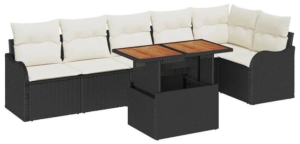 vidaXL Σετ Καναπέ Κήπου 7 pcs Μαύρο και κρεμ 100 x 55 x 73 εκ