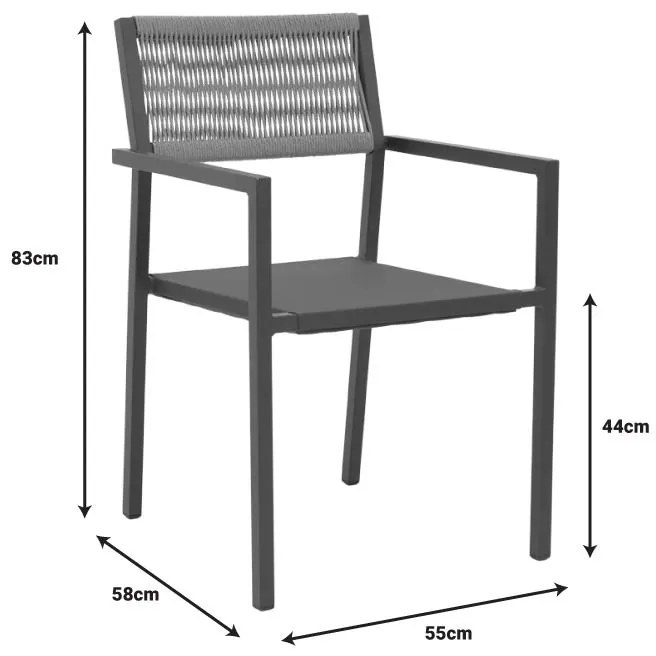 Καρέκλα - Πολυθρόνα αλουμινίου Savor στοιβαζόμενη λευκός σκελετός-textilene φυσικό rattan 55x58x63 εκ. 55x58x83 εκ.