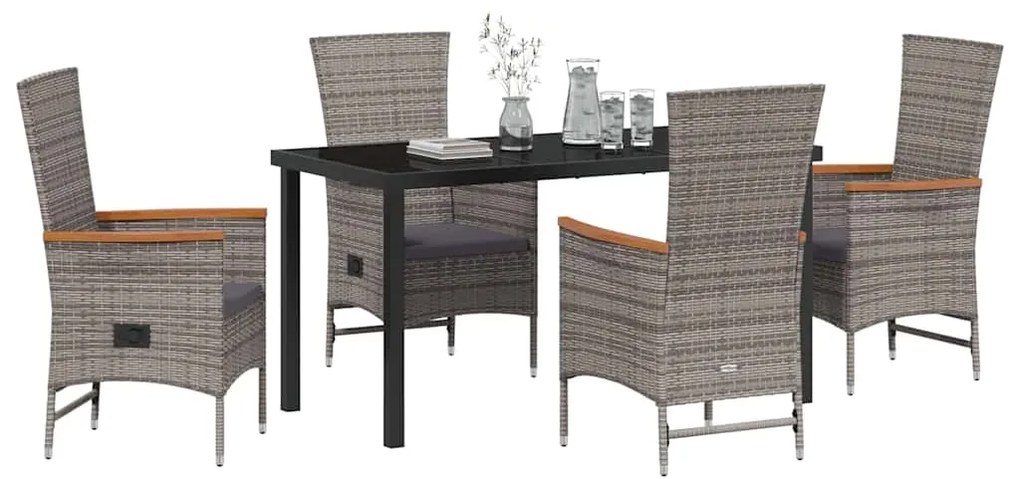 vidaXL Σέτ φαγητού για κήπο 5 pcs Γκρι Χάλυβας με επίστρωση πούδρας