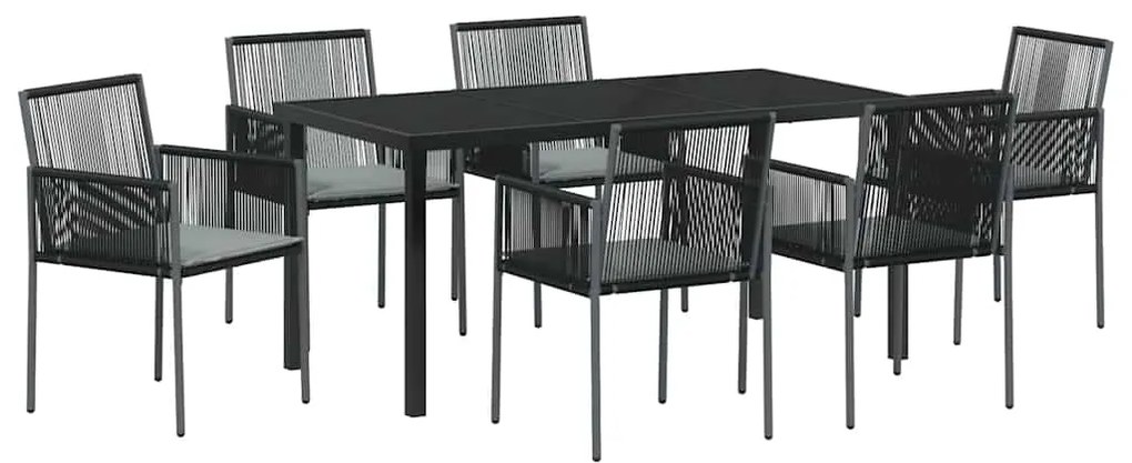 vidaXL Σέτ φαγητού για κήπο 7 pcs Μαύρο Πολυ ράταν