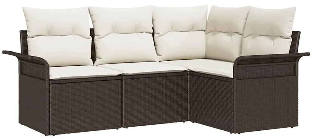 vidaXL Σετ Καναπέ Κήπου με μαξιλάρι 4 pcs Καφέ Πολυ ράταν