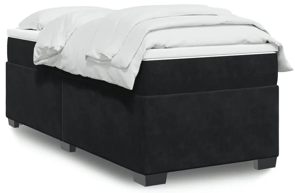 vidaXL Κρεβάτι Boxspring με Στρώμα Μαύρο 80 x 200 εκ. Βελούδινο