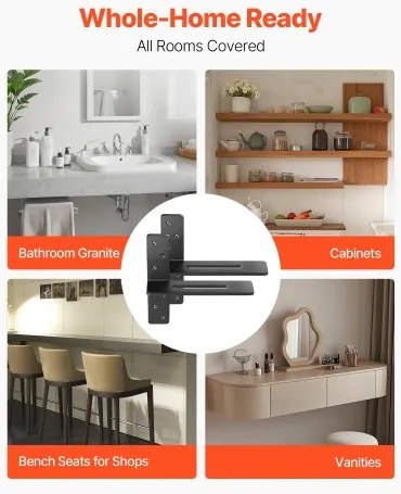 VEVOR 2 Pcs Shelf Brackets 12 inch / 304.8 mm Heavy Duty Floating Shelf Brackets