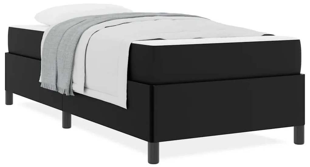 vidaXL Σκελετός κρεβατιού με στρώμα Μαύρο 90 x 190 cm Τεχνητό δέρμα