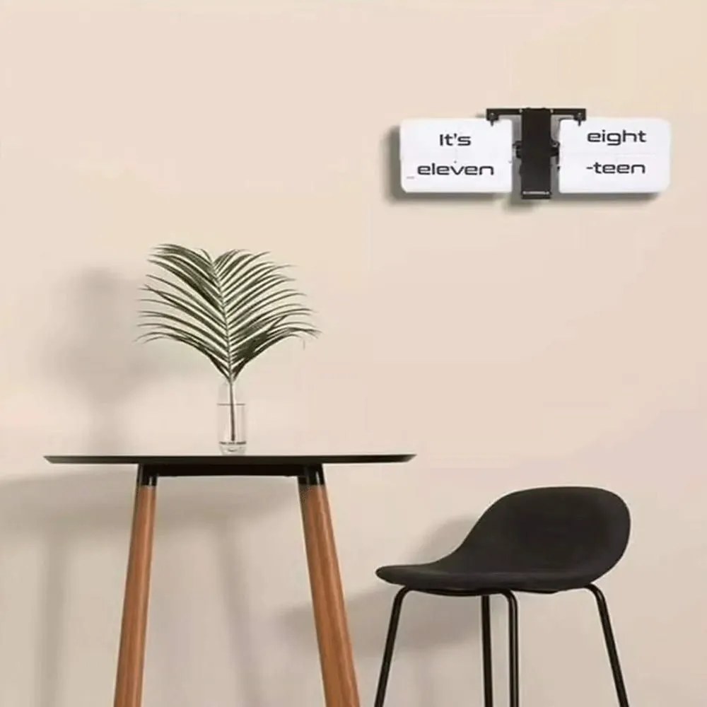 Ρολόι Επιτοίχιo Flipping Out Text B&W 14x36x8.5cm Cloudnola Μέταλλο,Πλαστικό