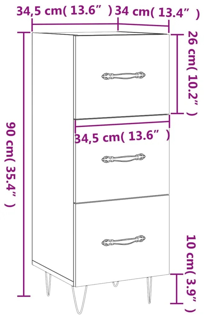 Ντουλάπι Γκρι Sonoma 34,5x34x90 εκ. από Επεξεργασμένο Ξύλο - Γκρι