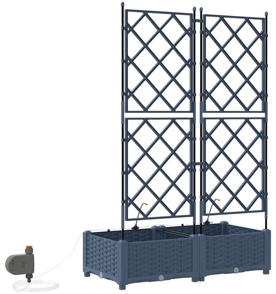 vidaXL Γλάστρες Κήπου 1 τεμ Καφασωτό Γκρι 80 x 40 x 126 cm Πλαστικό