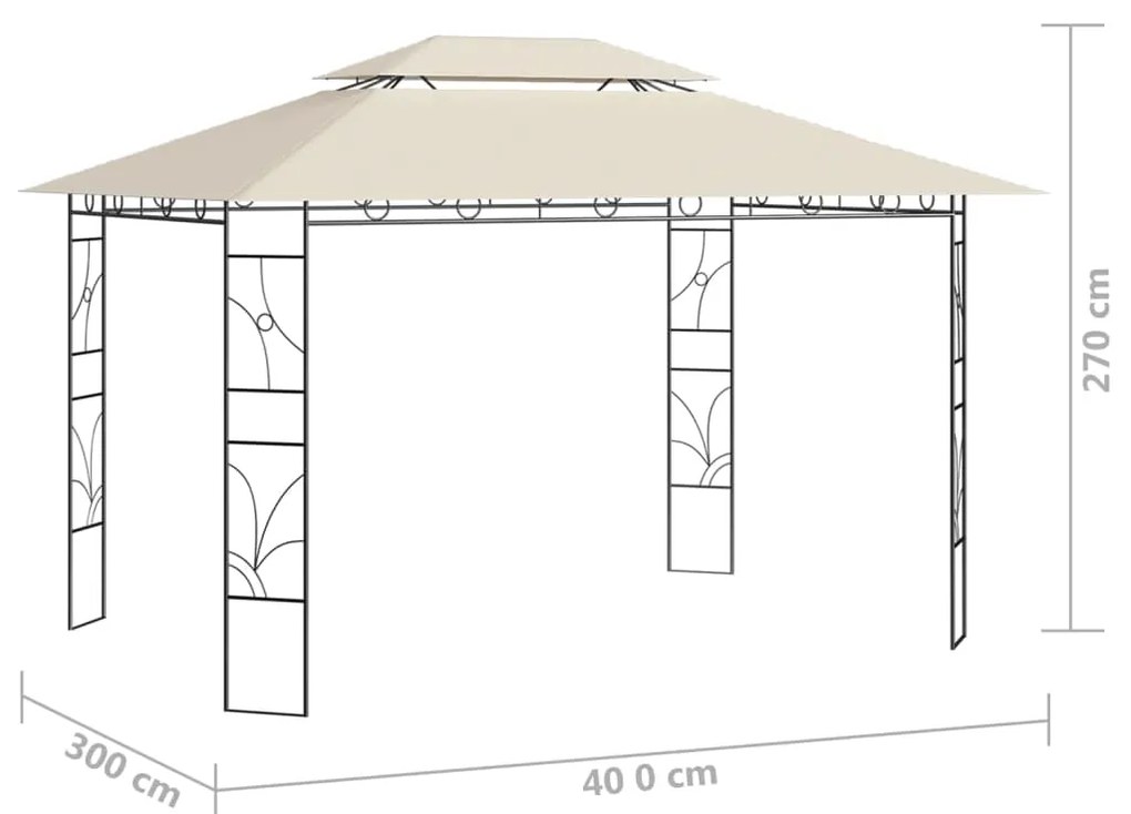 Κιόσκι Κρεμ 4 x 3 x 2,7 μ. 160 γρ./μ² - Κρεμ