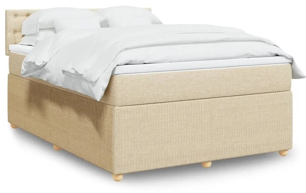 ΚΡΕΒΑΤΙ BOXSPRING ΜΕ ΣΤΡΩΜΑ ΚΡΕΜ 160X200 ΕΚ. ΥΦΑΣΜΑΤΙΝΟ 3287526