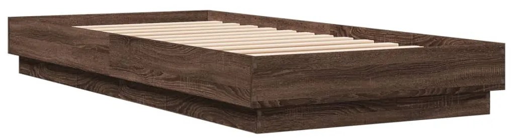 vidaXL Πλαίσιο Κρεβ. Χωρ. Στρώμα Καφέ Δρυς 90x200 εκ. Επεξ. Ξύλο