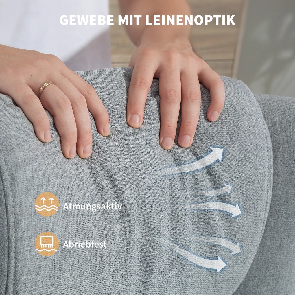 HOMCOM Περιστρεφόμενη Πολυθρόνα με Υποπόδιο, Ανακλινόμενη, Πολυθρόνα με Μπράτσα, για Σαλόνι, Υπνοδωμάτιο, Γκρι