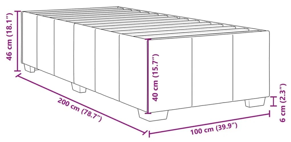 Κρεβάτι Boxspring με Στρώμα Σκούρο Γκρι 100x200 εκ. Υφασμάτινο - Γκρι