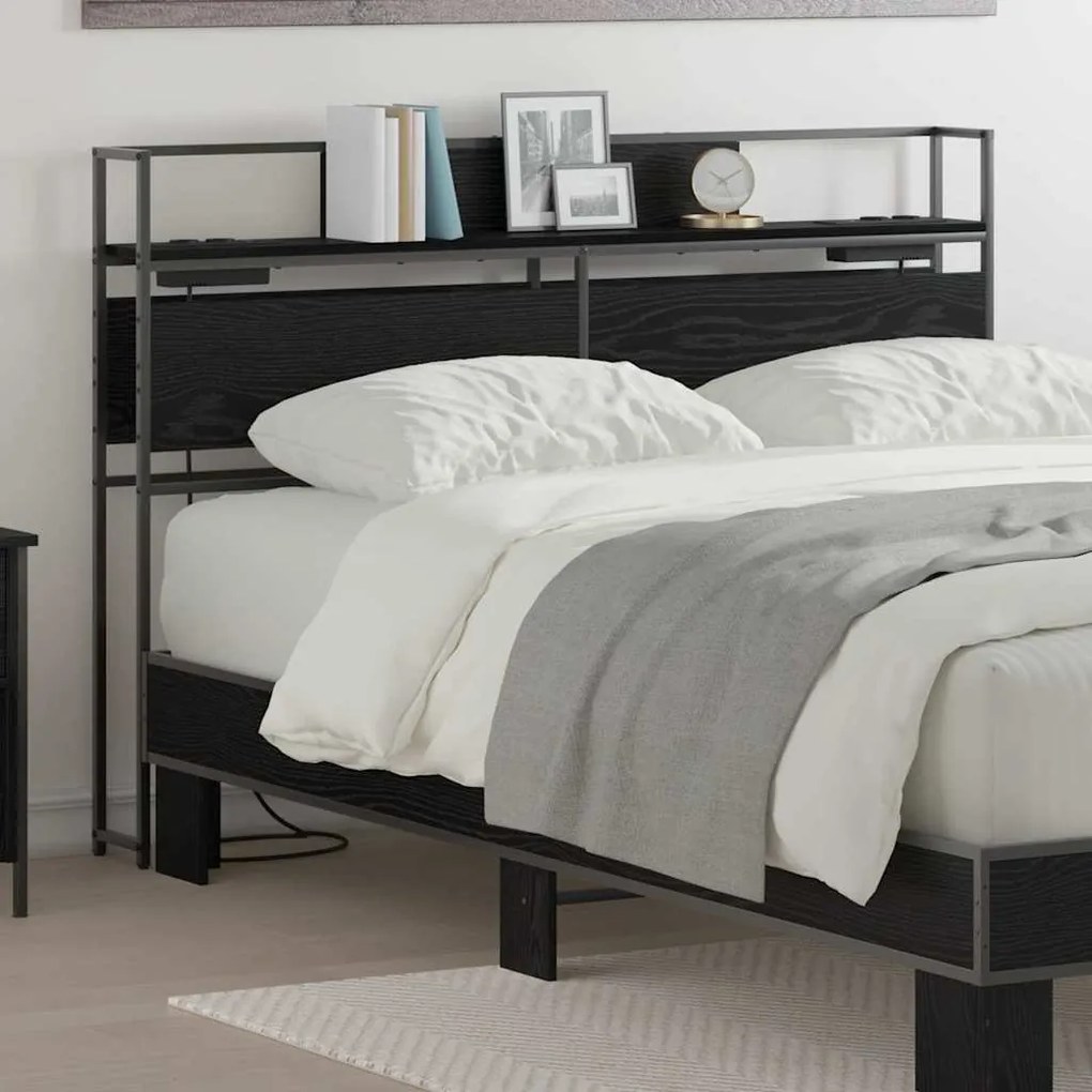 vidaXL Κεφαλάρι Αποθήκης Μαύρη δρυς 140 cm Επεξεργασμένο ξύλο