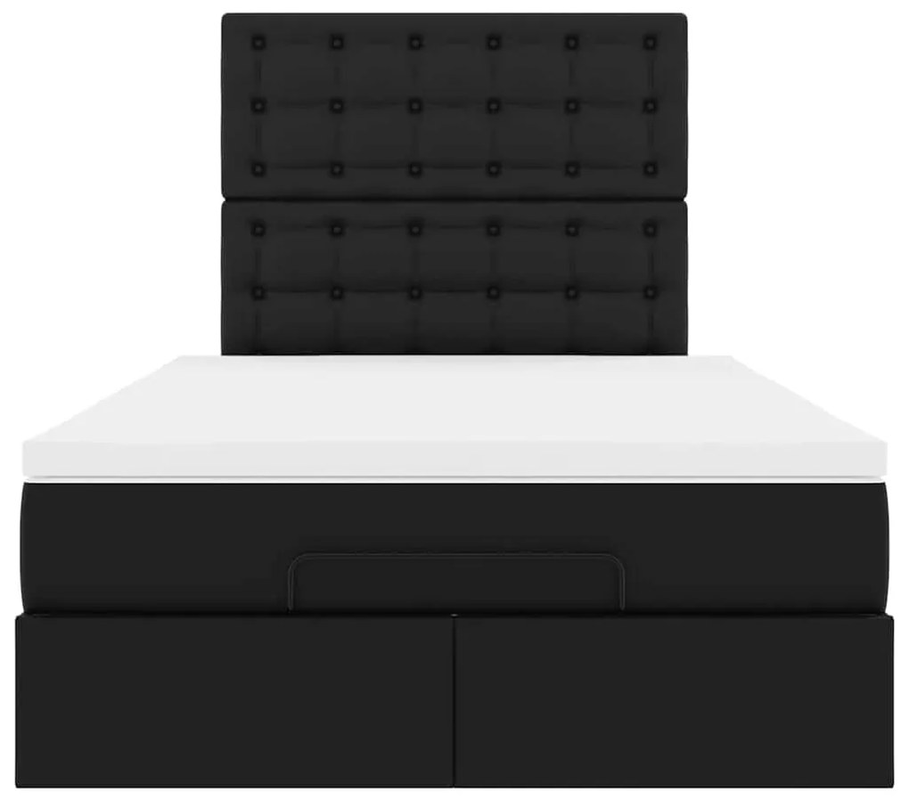 vidaXL Οθωμανικό κρεβάτι με στρώμα Μαύρο 120x190 cm Faux Leather