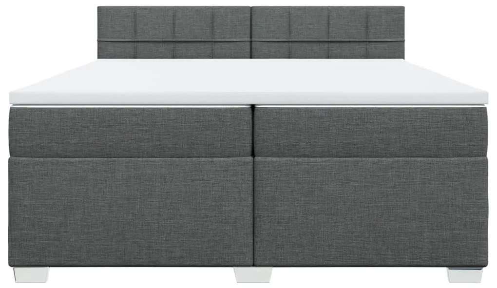 vidaXL Κρεβάτι Boxspring με Στρώμα Σκούρο Γκρι 200x200 εκ. Υφασμάτινο