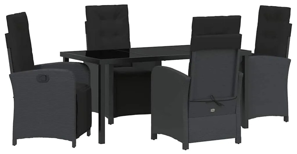 vidaXL Σέτ φαγητού για κήπο 5 pcs Μαύρο συνθετικό ρατάν