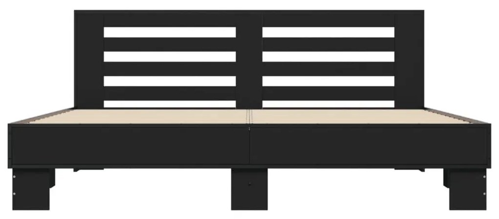 Πλαίσιο Κρεβατιού Μαύρο 200x200 εκ. Επεξεργ. Ξύλο/Μέταλλο - Μαύρο