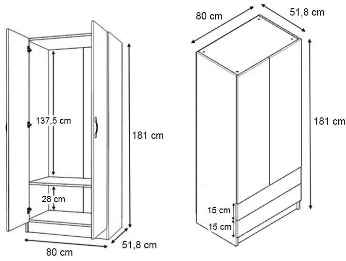 Ντουλάπα ρούχων Vivian Megapap τετράφυλλη με συρτάρια χρώμα καρυδί 160x51,8x181εκ.